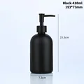 410ml Glass Soap Dispenser Bottle Bathroom Liquid Shampoo Shower Gel Bottle Refillable Storage Container Soap Press Empty Bottle (Black-410ml)