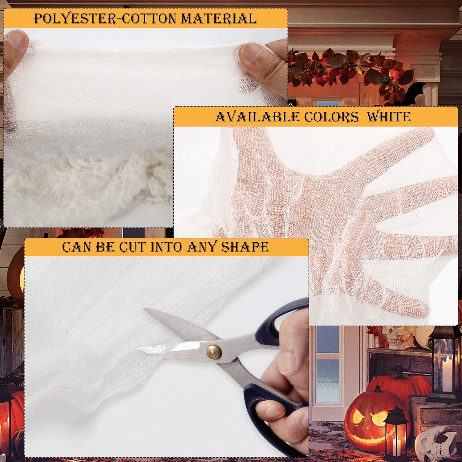 410x80 Inch Halloween Creepy Cloth Gauze Fabric in 5 Colors for Spooky Decor