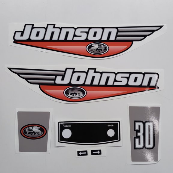 411 Decals Aftermarket Replacement for Johnson 30 (1992-2000) Red Outboard Decal Sticker Set