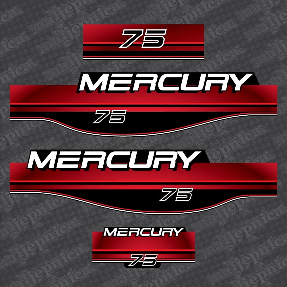 Mercury 75 Outboard Motor (1994-1998) Aftermarket Decal Sticker Set Replacement