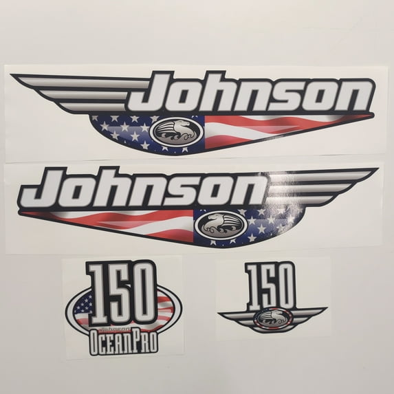411 Decals Replacement Sticker Set for Johnson 150 Ocean Pro Outboard ...