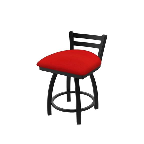411 Jackie 18" Low Back Swivel Vanity Stool with Black Wrinkle Finish and Canter Red Seat