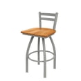 thumbnail image 1 of 411 Jackie 30" Low Back Swivel Bar Stool with Anodized Nickel Finish and Medium Maple Seat, 1 of 2