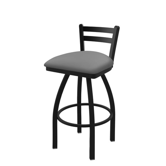 411 Jackie 30" Low Back Swivel Bar Stool with Black Wrinkle Finish and Canter Folkstone Grey Seat