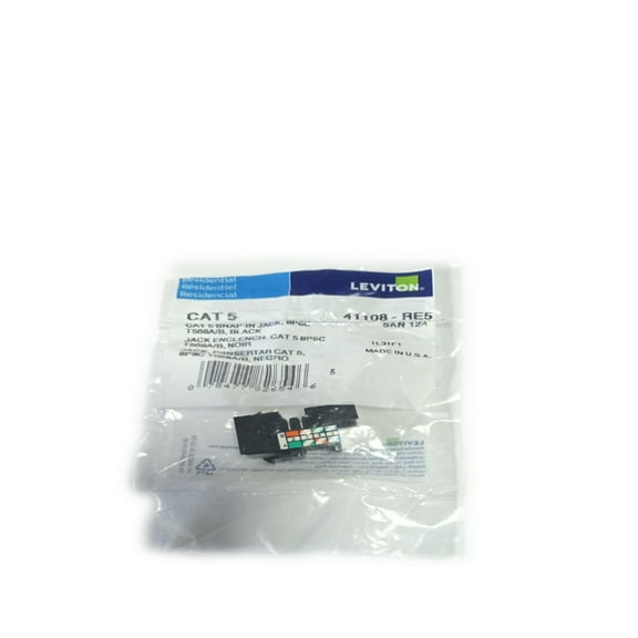 41108-RE5 Connector Telephone and Telecom Cat 5 QuickPort Jack, Black