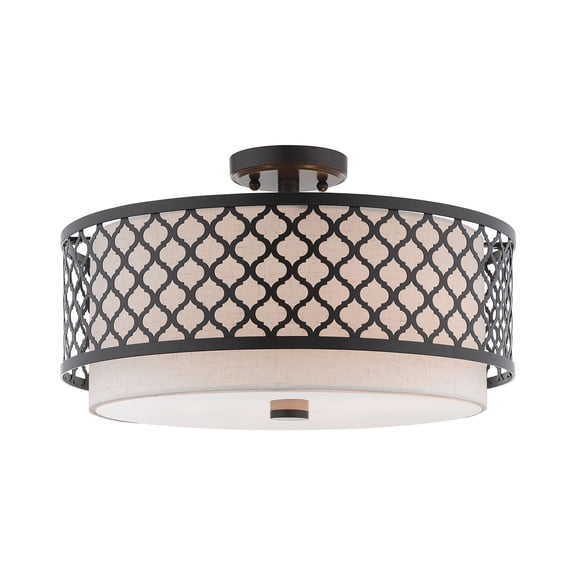 Livex Lighting Arabesque 3 Light Semi Flush Mount in English Bronze