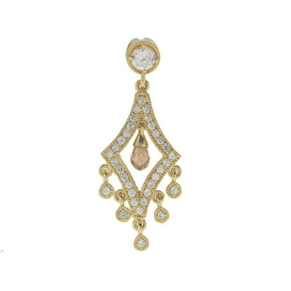 411262 16 in. Briolette Chandelier Necklace in Gold Plated Sterling Silver