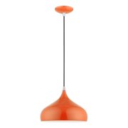 41172-77 Livex Lighting Amador - 1 Light Pendant In Transitional Style-15 Inches Tall and 11.75 Inches Wide-Shiny Orange/Polished Chrome Finish