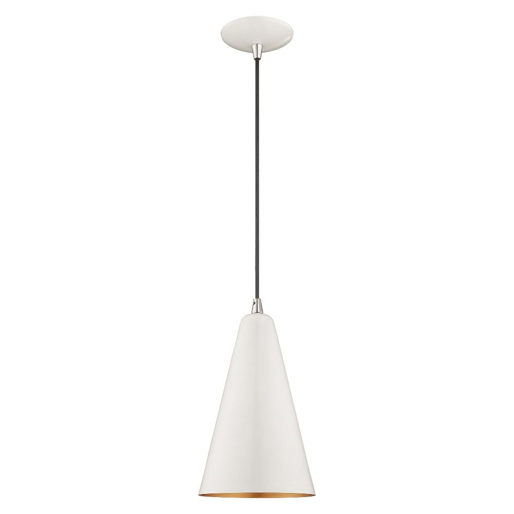 Shiny White and Gold Mini Pendant Light with Metal Shade