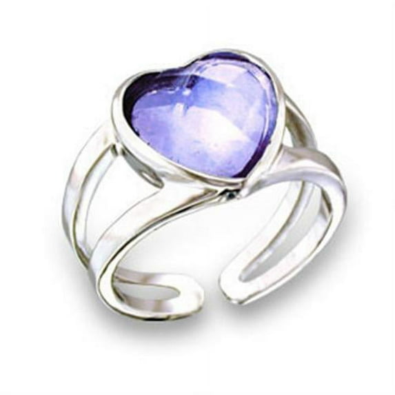 Rhodium Brass Ring with AAA Grade CZ in Light Amethyst for Women Light Amethyst Stone Color Style 411811 Size 7