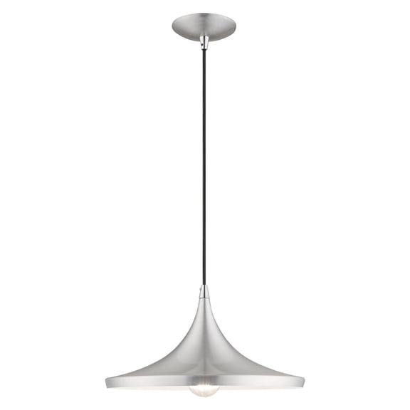 41187-66-Livex Lighting-Metal Shade - 1 Light Mini Pendant in Coastal Style - 14 Inches wide by 13 Inches high-Brushed Aluminum Finish    -Traditional
