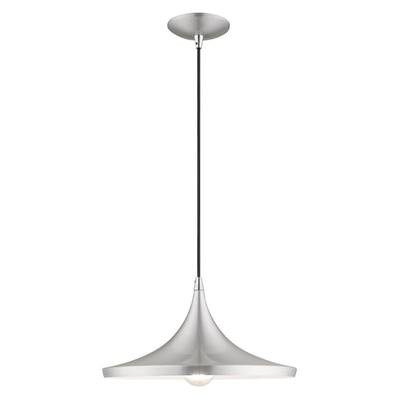 41187-66-Livex Lighting-Metal Shade - 1 Light Mini Pendant in Coastal Style - 14 Inches wide by 13 Inches high-Brushed Aluminum Finish -Traditional