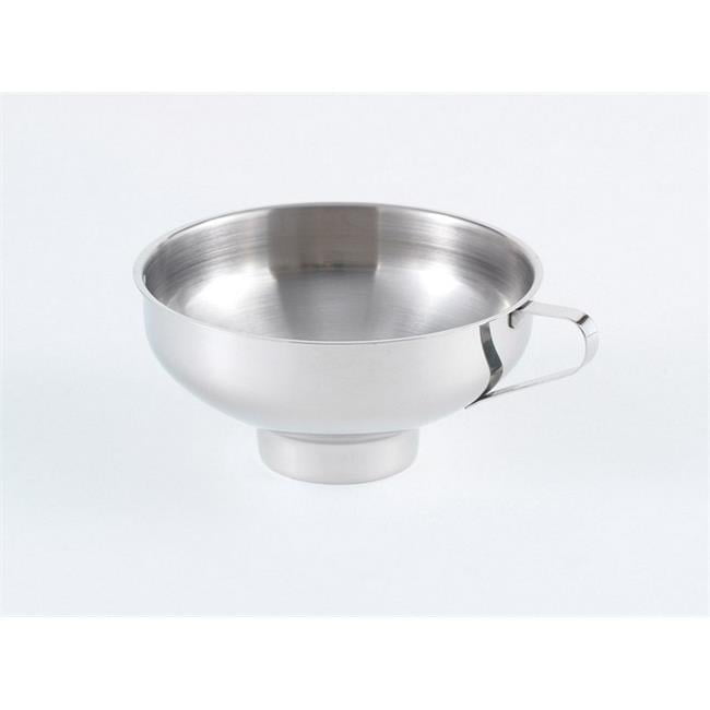 HIC Stainless Steel Canning Funnel - 5.5 Inch Diameter, 18/8 Steel, Side Handle For Easy Pouring