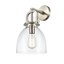 412-1W-SN-8CL-Innovations Lighting-Newton-One Light Wall Sconce-8 Inches Wide by 14.5 Inches High