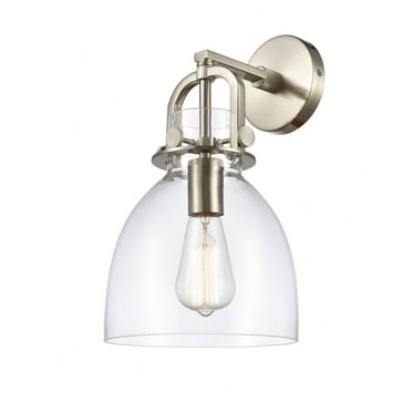 412-1W-SN-8CL-Innovations Lighting-Newton-One Light Wall Sconce-8 Inches Wide by 14.5 Inches High