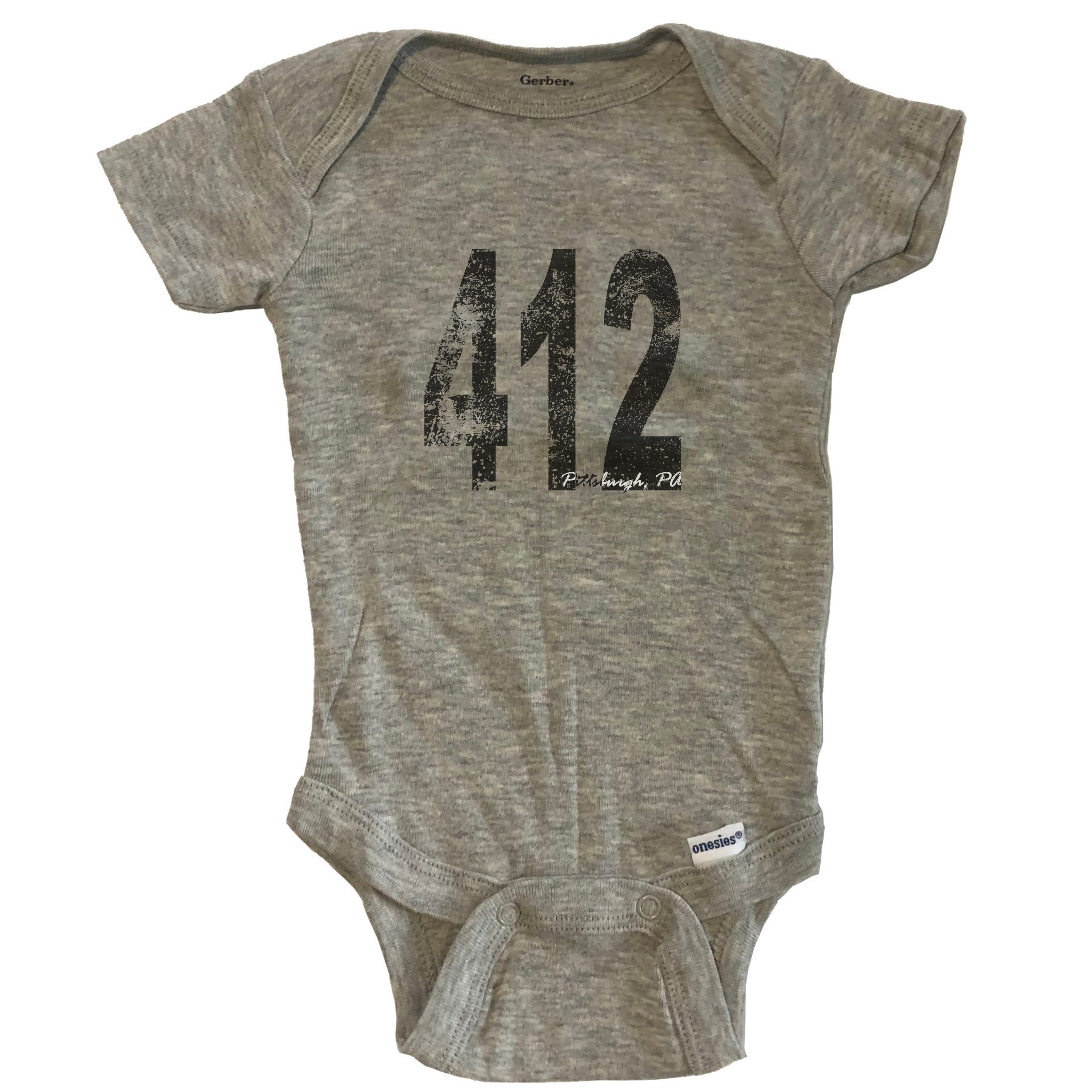 412 Pittsburgh Pennsylvania Area Code Baby Bodysuit - One Piece Baby Bodysuit - Grey