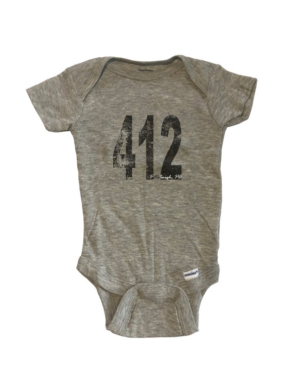 412 Pittsburgh Pennsylvania Area Code Baby Bodysuit - One Piece Baby Bodysuit - Grey