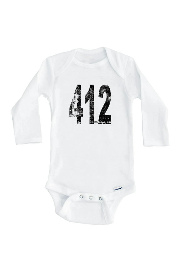 412 Pittsburgh Pennsylvania Area Code One Piece Baby Bodysuit - One Piece Baby Bodysuit (Long Sleeve), 0-3 Months White