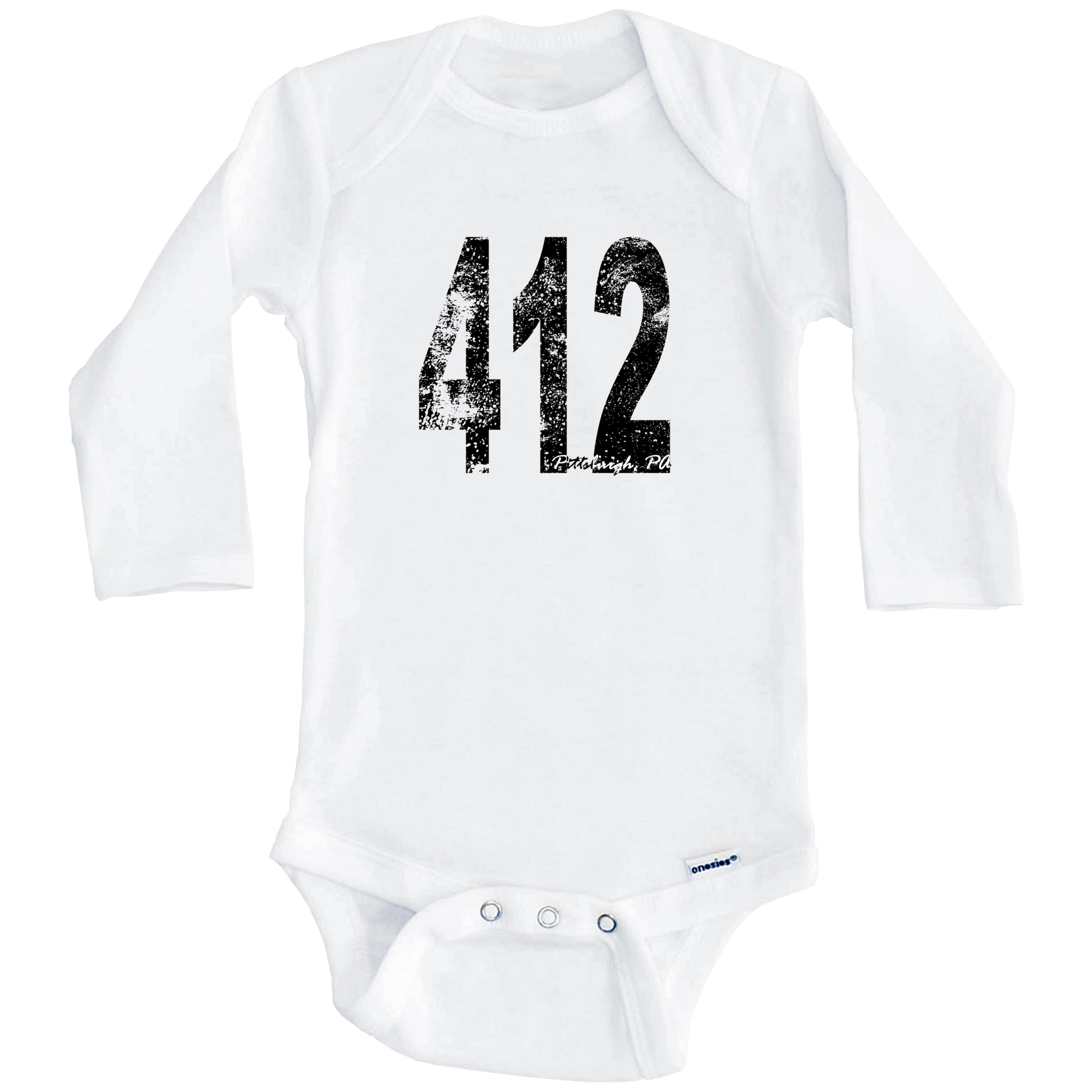 412 Pittsburgh Pennsylvania Area Code One Piece Baby Bodysuit - One Piece Baby Bodysuit (Long Sleeve), 6-9 Months White