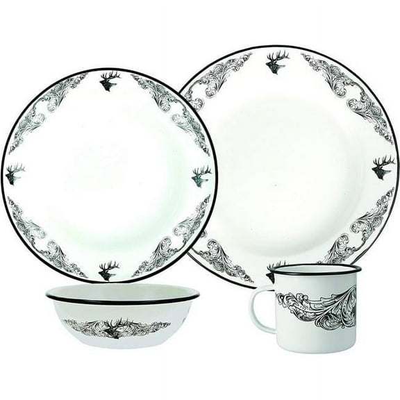 412005 16 Piece Wildlife Enamelware Dinnerware Set