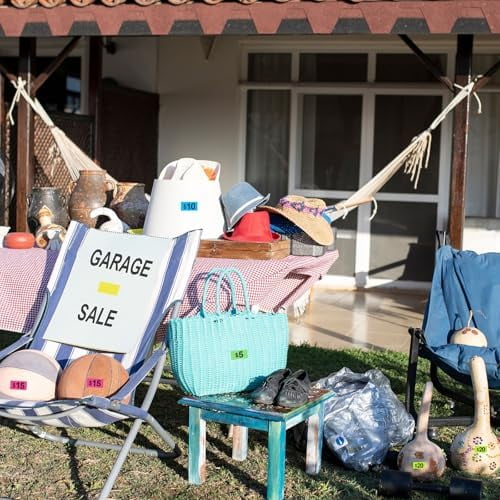4125 Pcs Removable Garage Sale Stickers, Pre-Priced Yard Sale Price Stickers (1/2" X 3/4"), Price Tags with Blank Space to Write, Bright Colors Rummage Sale Labels for Retail,Flea Markets