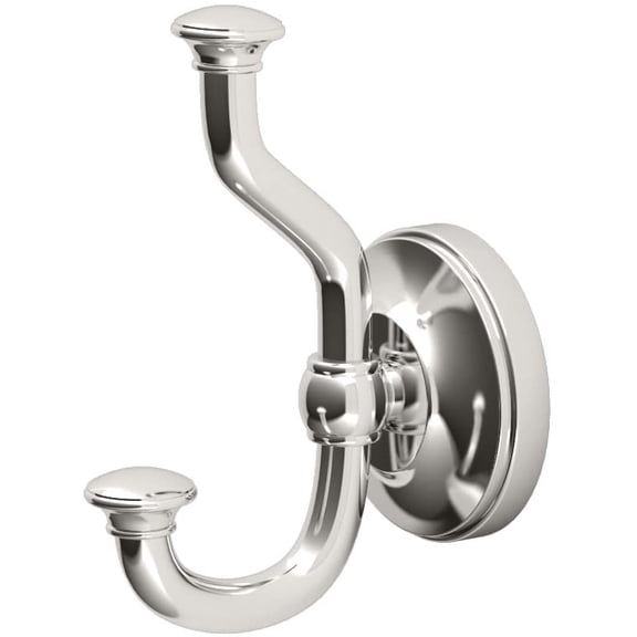 4125 Tavern 2 Hook Twin Robe Hook, Wall Mounted Hook for Bathroom Towels & Robes, Polished Nickel