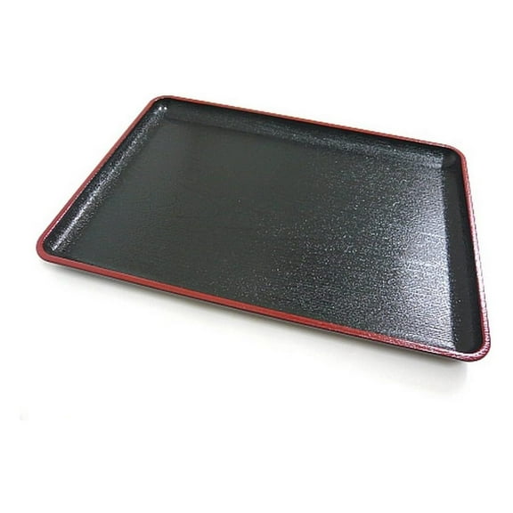 4126, Japanese Lacquered Plastic Serving Trays, Versatile Tray for Bento, Dinner, Tea, Coffee Table, Ottoman, TV, and Butler Use, Black and Red Color, Made in Japan, 18"x13.75", 1-Pack