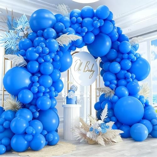 412pcs Royal Blue Balloons 18 12 10 5 Inch Blue Balloon Garland Arch Kit Different Sizes Matte Latex Balloons for Baby Shower Birthday Wedding Party Decorations