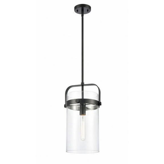 413-1S-BK-8CL Innovations Lighting Pilaster-One Light Mini Pendant-9.38 Inches Wide by 17.13 Inches High-Matte Black Finish