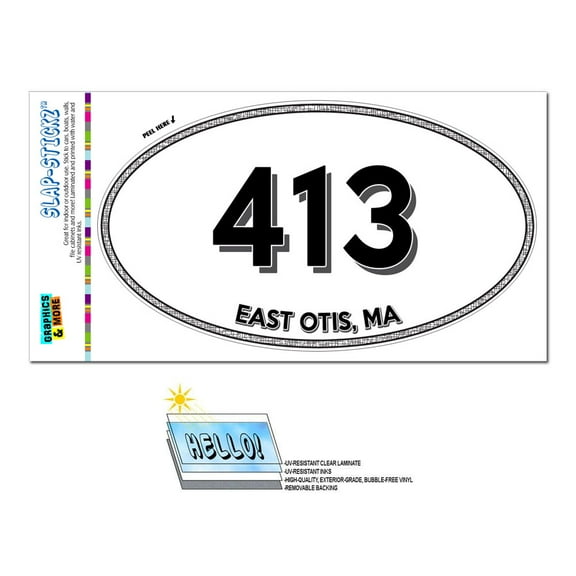 413 - East Otis, MA - Massachusetts - Oval Area Code Sticker