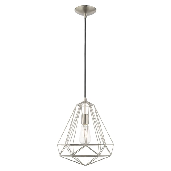 41324-91 Livex Lighting Knox - 1 Light Pendant In Geometric Style-18 Inches Tall and 12.25 Inches Wide-Brushed Nickel Finish -Traditional