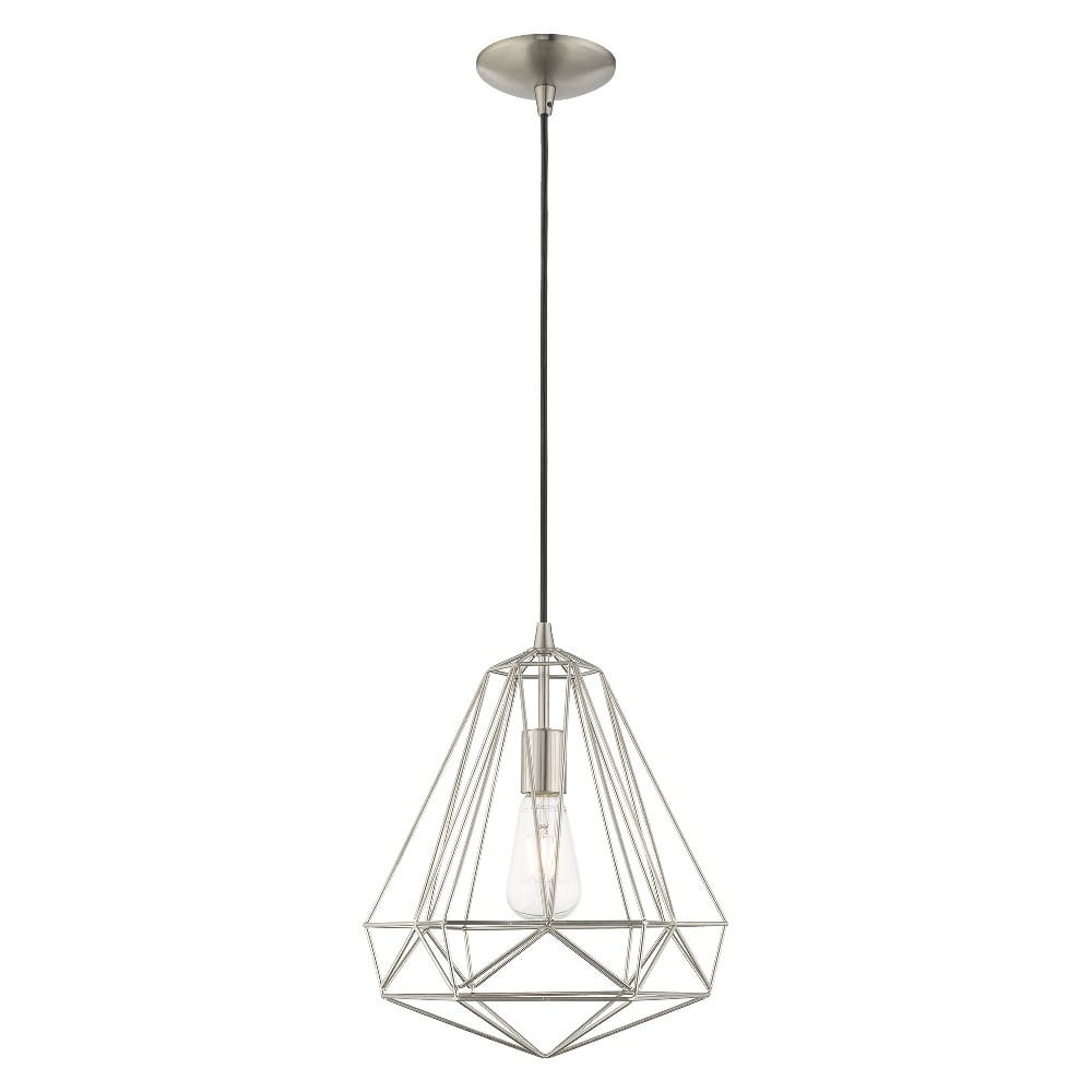 Contemporary Brushed Nickel Mini Pendant with Geometric Shade