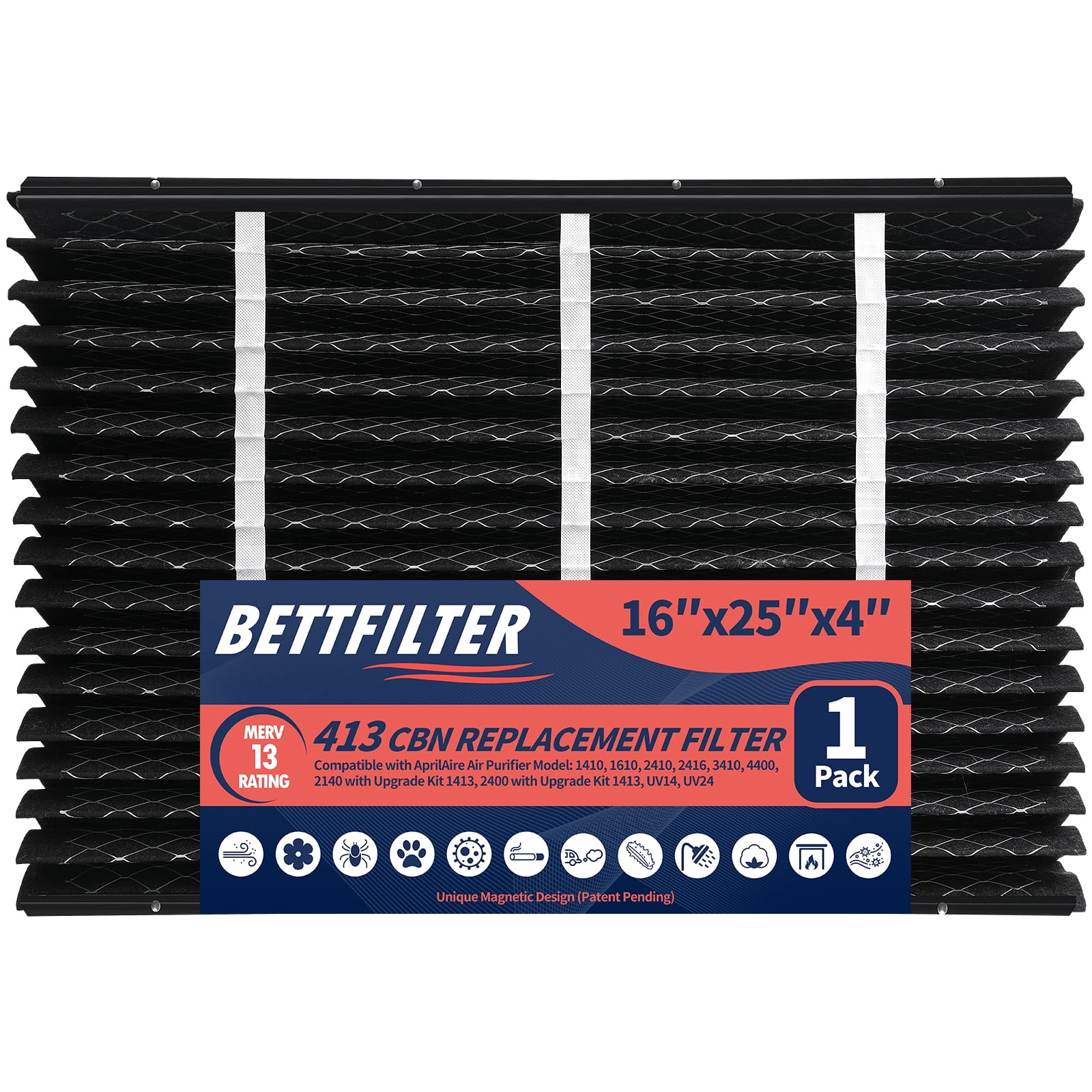 BETTFILTER, Replacement Filter, 413CBN, MERV 13 with Carbon - Walmart.com