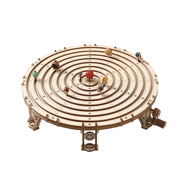 413PCS Mechanical Orrery Solar System Model Kit DIY Wooden Planetary Gear Assembly Set Hand Crank Moving Planets Science Education Building Project For Adults Hobbyists