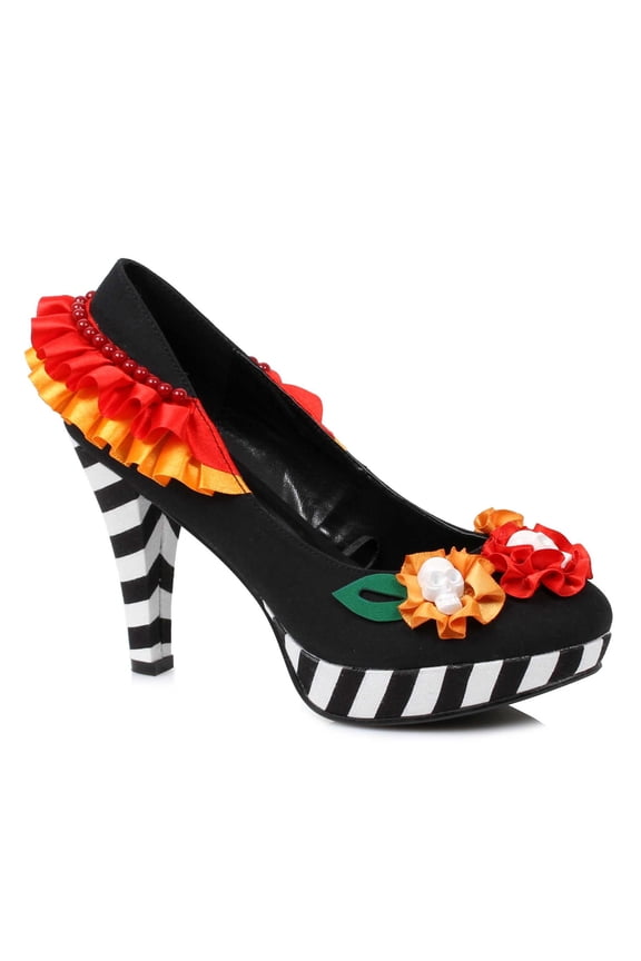 414-DIA, 4" Heel Flower With Skull Pump