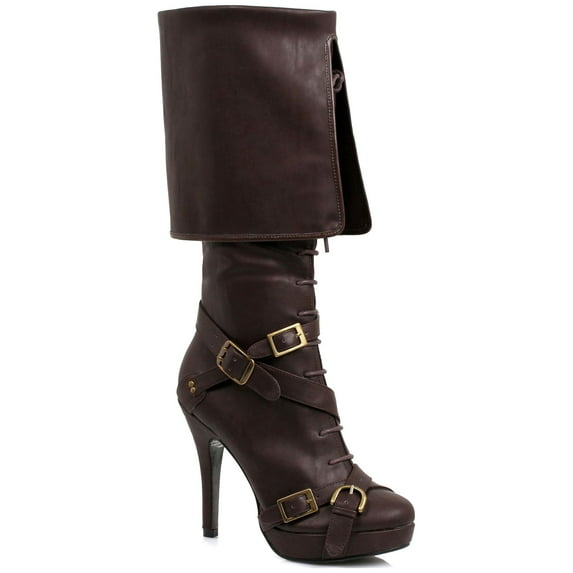 Women's Swashbuckler High Heel Boots in Brown, size: 7 | Leather by Medieval Collectibles