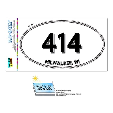 414 - Milwaukee, WI - Wisconsin - Oval Area Code Sticker