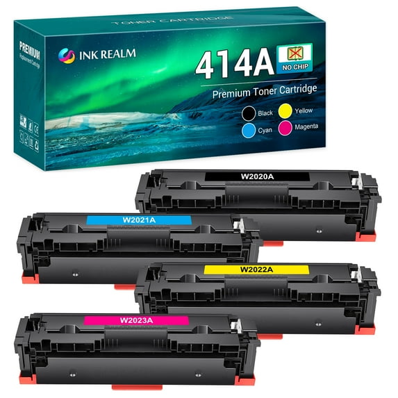 414A 414X Toner Cartridge No Chip Replacement Compatible for HP W2020A 414A Pro MFP M479fdw M454dw M454dn M479fdn M479 Laser Printer Ink(Black,Cyan,Magenta,Yellow, 4-Pack)