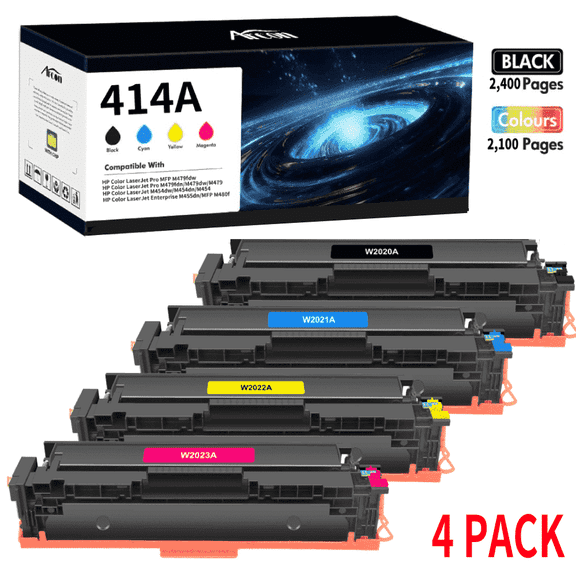 414A 414X Toner Cartridges with Chip Compatible for HP 414A W2020A Work with Color LaserJet Pro MFP M479fdw MFP M479fdn M454dn M454dw M455dn (Black, Cyan, Magenta, Yellow, 4-Pack)