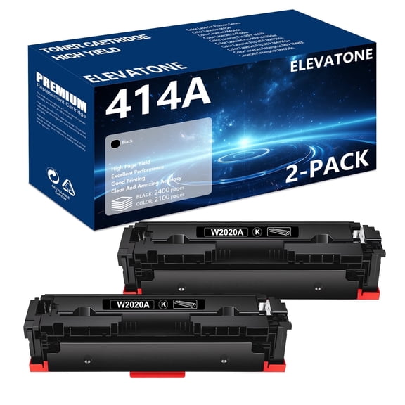414A Black Toner Cartridge with Chip Compatible for HP W2020A 414A W2020X 414X Laserjet Pro MFP M479fdw M454dw M479fdn M454dn M479 Laser Printer Ink, 2-Pack