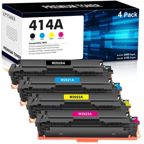 414A Toner Cartridge 4-Pack with Chip Compatible for HP 414A 414X Color LaserJet Pro MFP M479 M479fdw M479fdn M454 M454dn M454dw Enterprise MFP M480f (Black, Cyan, Magenta, Yellow)
