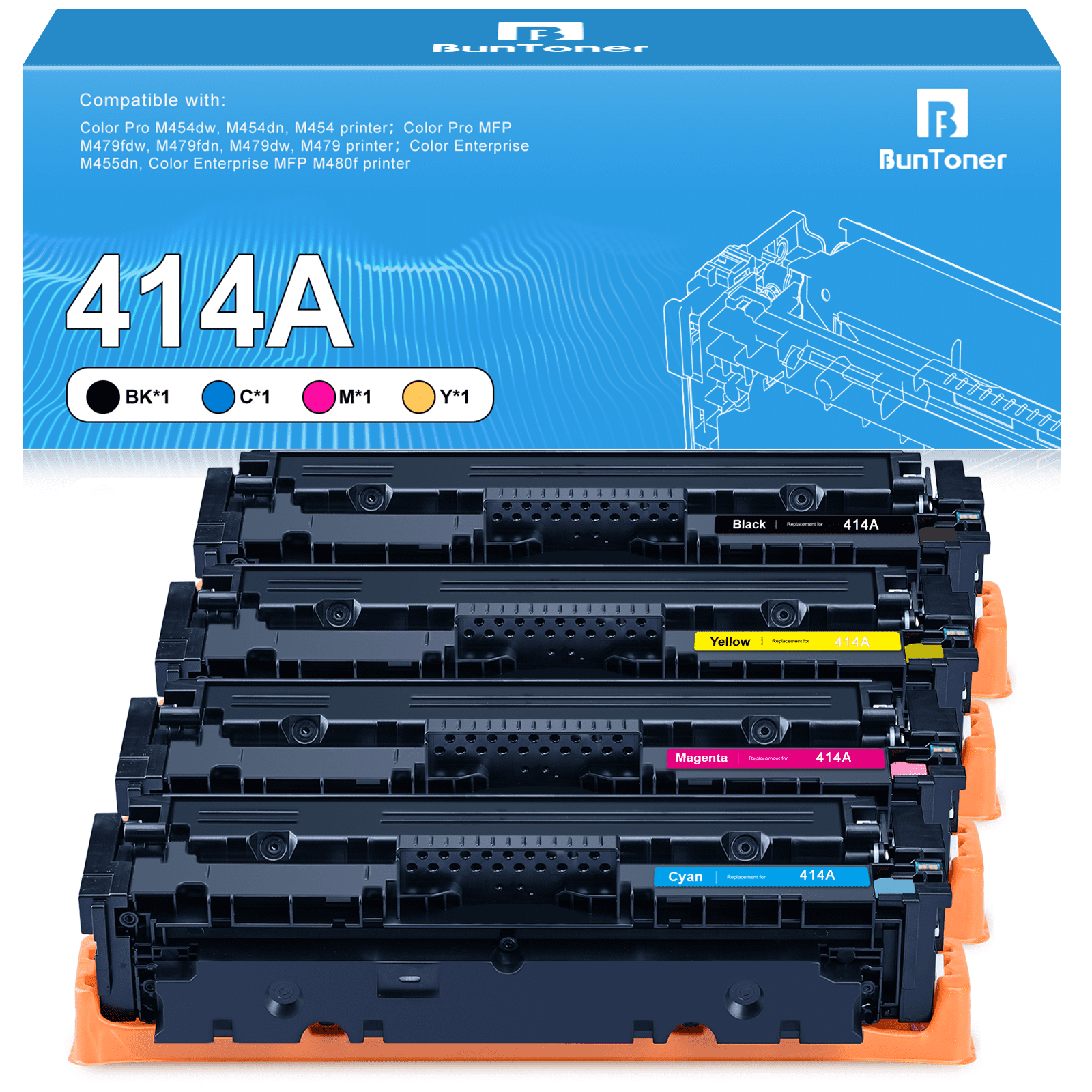 414A Toner Cartridges 4-Pack – High Yield Replacement For HP M479fdw, M454dw Printers