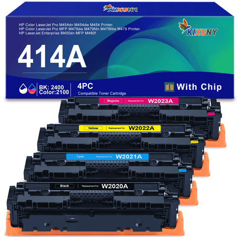 414A Toner Cartridges 4 Pack Compatible for HP 414A W2020A 414X for Color Laserjet Pro MFP M479fdw M454dw M454dn M479fdn M480f M455dn Printer
