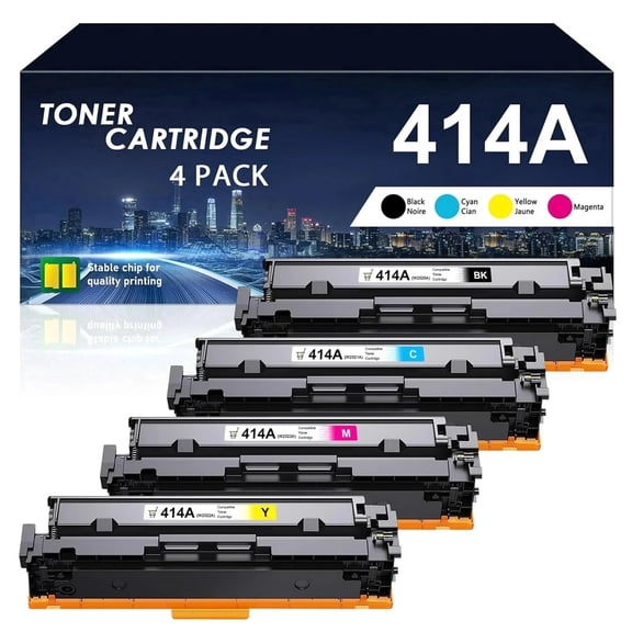 414A Toner Cartridges (with Chip) Compatible for 414A W2020A 414X W2020X Color Pro MFP M479fdw M454dw M454dn M479fdn Printer Ink (Black Cyan Magenta Yellow, 4-Pack)