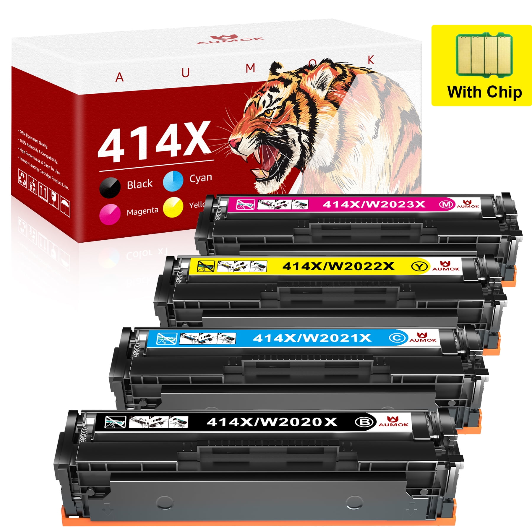 414X Toner Cartridges 4 Pack High Yield (with Chip) Compatible For HP ...