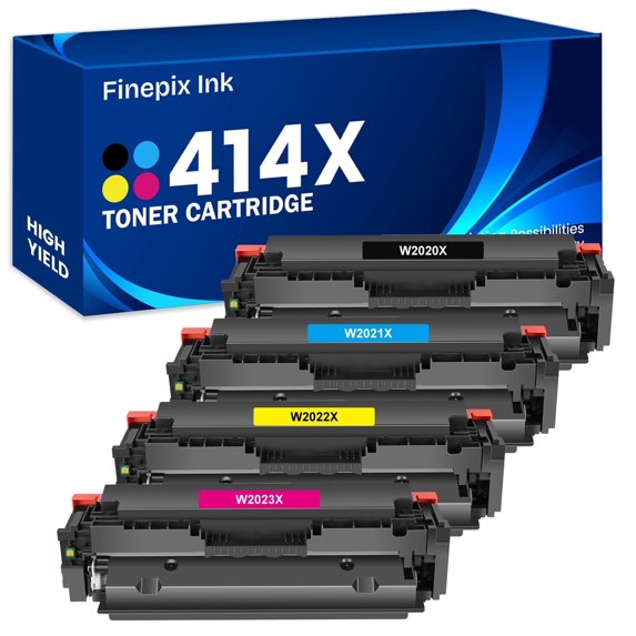 414X Toner Cartridges High Yields With Chip Compatible for HP 414X 414A 414 W2020X W2021X W2022X W2023X Color Laserjet Pro M454dn M479fdw Printer Ink (Black, Cyan, Magenta, Yellow, 4-Pack)