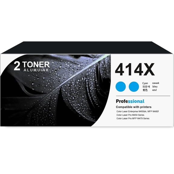 414X W2021X Toner Cartridge Cyan 2-Pack Compatible for 414X W2021X Toner Cartridges for Color Laser Enterprise M455dn, MFP M480f; Color Laser Pro M454, MFP M479 Series Printer