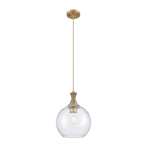 415-1P-BB-G124-10 Innovations Lighting Astor - 1 Light Cord Hung Mini Pendant-14 Inch Tall and 10 Inch Wide-Brushed Brass Finish-Seedy Glass Color