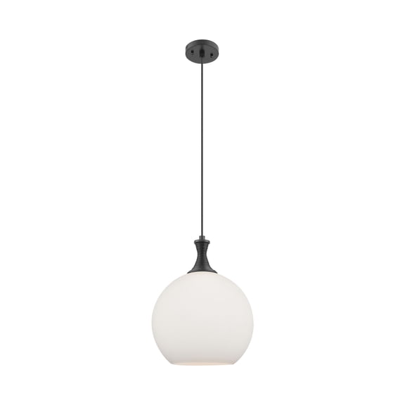 415-1P-BK-G121-12 Innovations Lighting Astor - 1 Light Cord Hung Mini Pendant-15.5 Inch Tall and 12 Inch Wide-Matte Black Finish-Matte White Glass