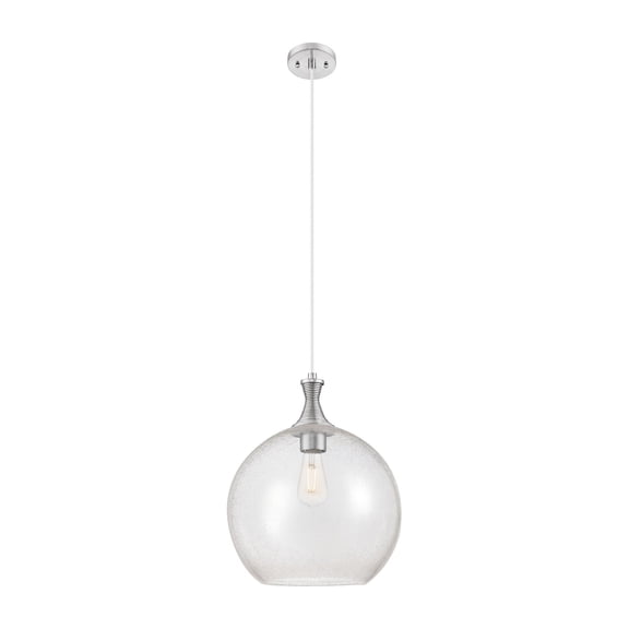 415-1P-SN-G124-14 Innovations Lighting Astor - 1 Light Cord Hung Pendant-18.5 Inch Tall and 14 Inch Wide-Satin Nickel Finish-Seedy Glass Color
